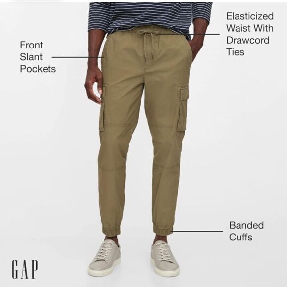 Gap Men’s Slim Leg Cargo Jogger- Elasticized Waist- Fuller Through The Thigh - Picture 14 of 16